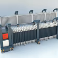 Public Facility Electric Retractable Gate With Metal Construction Retractable Sections And Red Display Screens
