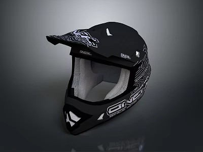 Tactical Weapon Helmet Featuring Black Color White Graphics And ONE Logo Design For Protection 3d model