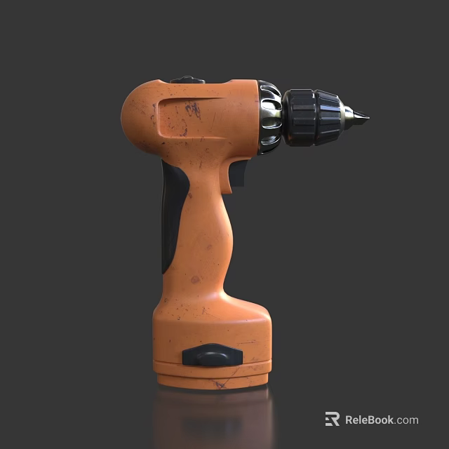 Orange Cordless Electric Drill Hardware Tool with Ergonomic Black Handle and Durable Design 3d model