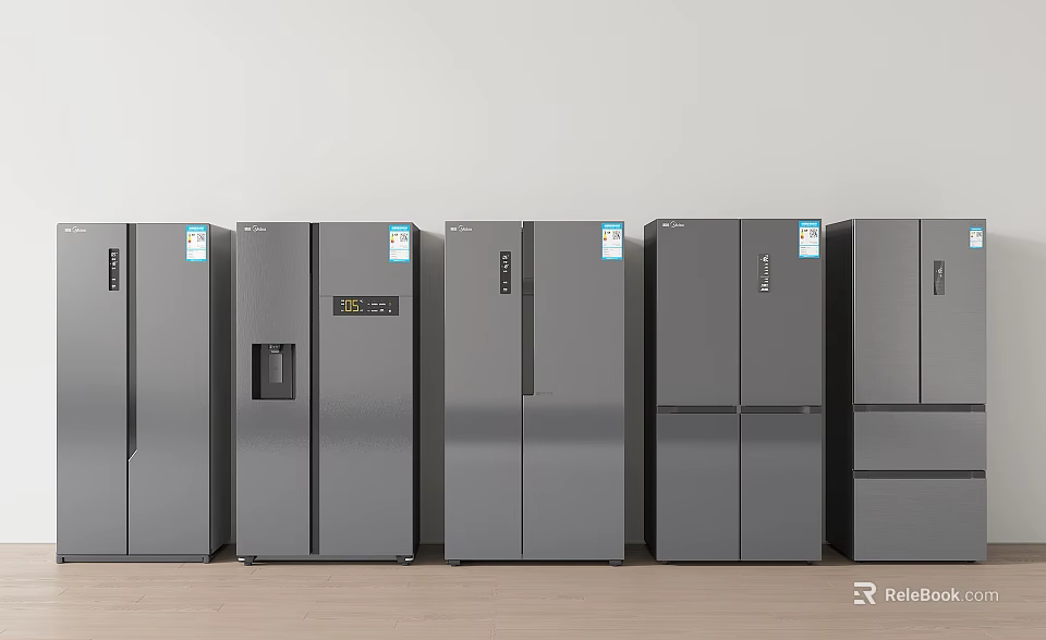 Modern Refrigerators and Freezers in Various Styles for Home Kitchen 3d model 