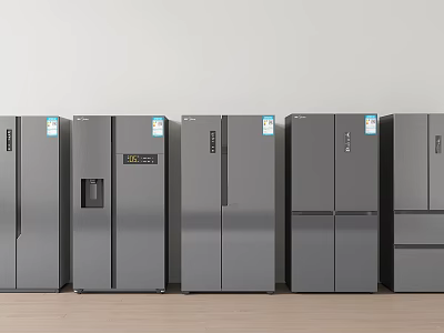 Modern Refrigerators and Freezers in Various Styles for Home Kitchen 3d model