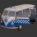 Police Blue White Checkered Functional Van With Patrol Lights And Features