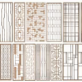 Various Decorative Room Divider Designs With Geometric Patterns And Lattice Details 3d model