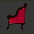 Red Upholstered Sofa with Heart Shaped Backrest and Wooden Carved Frame for Living Room
