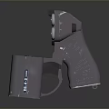 Gray Tactical Pistol With Magazine Textured Grip And Reflective Base On Dark Surface