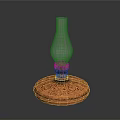 Vintage Oil Lamp Featuring Transparent Glass Shade And Copper Base With Intricate Patterns