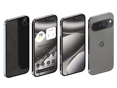 Smartphones Display Multiple Angles Front Screen Back Camera And Brand Logo Design 3d model