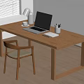 Modern log desk and chair combination 3d model