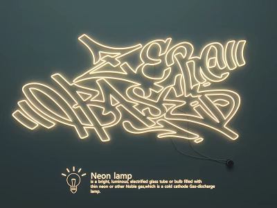 Artistic Graffiti Style Neon Lamp For Wall Decor In Modern Living Room 3d model