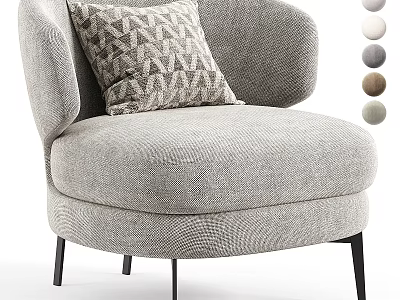Modern Fabric Single Sofa With Geometric Pillow Black Legs And Color Options 3d model
