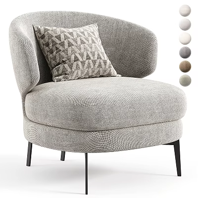 Modern Fabric Single Sofa With Geometric Pillow Black Legs And Color Options 3d model