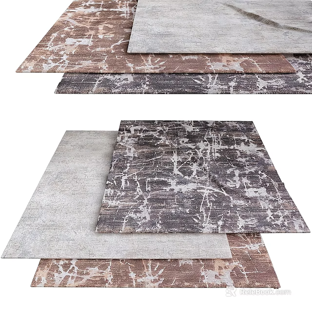 Square Area Rugs with Abstract Patterns in Gray Brown and Beige Tones 3d model 
