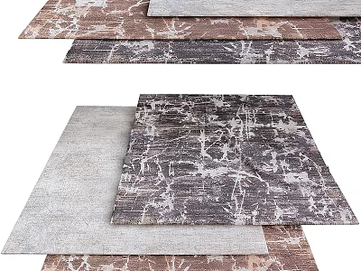 Square Area Rugs with Abstract Patterns in Gray Brown and Beige Tones 3d model