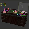 Wooden Office Desk Featuring Green Lamp Gold Base Green Mat Tools White Cup And Steaming Glass