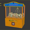 Orange Claw Machine Amusement Equipment with Blue Top Happy Catch Sign and Pink Bear Dolls
