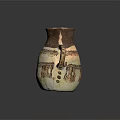 Sculptural Carving Ceramic Vase Featuring Two Handles And Fringe Design Patterns