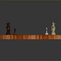 Wooden Chessboard With Black And White Squares And Brown White Chess Pieces