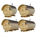 Wooden SPA Sauna With Round Design Wooden Door Small Window Dark Roof And Base Stand