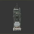 Vintage Green Metal Industrial Bridge Structure With Tower Framework And Base Design