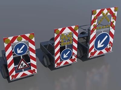 traffic cone traffic barricade roadblock traffic sign road construction guardrail warning sign 3d model