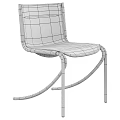 Modern Tan Leather Upholstered Armless Dining Chair With Sleek Polished Chrome Metal Frame