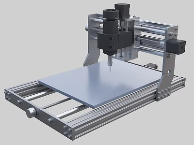 CNC Industrial Engraving Machine with Metal Frame Workbench Spindle Motor and Metal Plate 3d model
