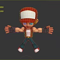 3D Cartoon Character With Red Cap Blue Eyes Red Vest Green Pants And Arms Outstretched