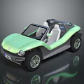 Modern Light Green Open Top Off Road Car With Large Wheels And Light Seats