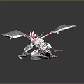 Futuristic Mechanical Dragon Game Movie Character Featuring Silver Red Sharp Design And