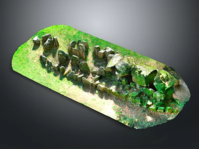 Detailed Green Grass Landscape Model With Natural Stone Structures And Pathway 3d model