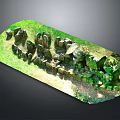 Detailed Green Grass Landscape Model With Natural Stone Structures And Pathway