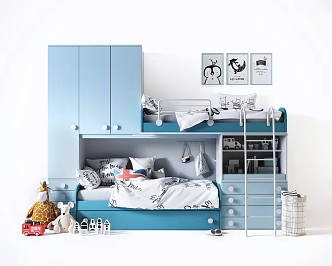 Modern Upper and Lower Bed Double Bed Children's Bed 3d model
