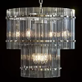 Crystal Chandelier with Gold Frame Multi Tier Transparent Design and Illuminated Glass for Luxurious Interiors