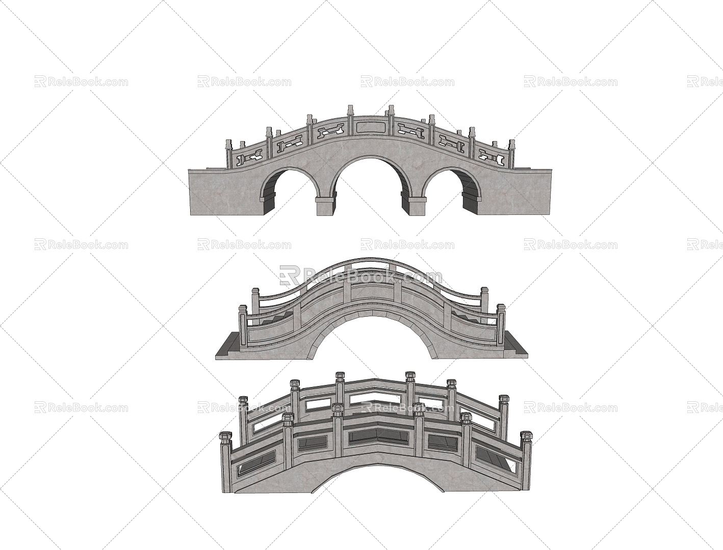 Chinese-style bridge stone arch bridge model