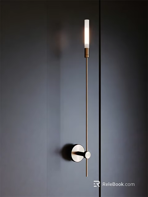 Modern Sleek Wall Lamp With Metal Rod And White Shade For Dark Wall Decor 3d model 