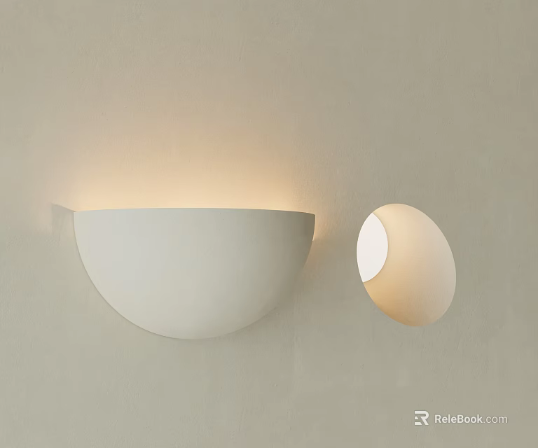 Modern White Wall Sconces With Semicircular And Circular Shapes Soft Lighting Design 3d model 