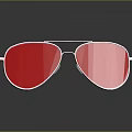 Stylish Sunglasses With Red Lenses And White Frame On Reflective Surface