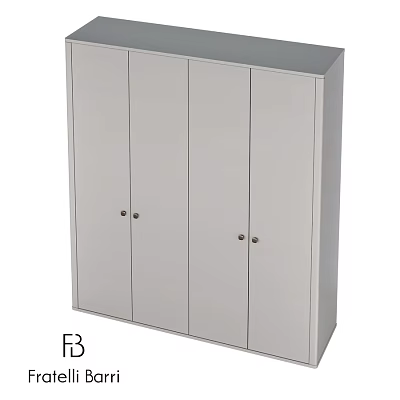 Modern White Storage Cabinet With Four Doors And Metal Handles 3d model