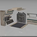 Industrial Sci Fi Scene Components With Layered Panel Double Door Console And Flat Base Plate 3d model