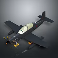 Black Military Trainer Aircraft Model With Transparent Cockpit And Yellow Details On Gray Background