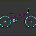 Modern Purple BMX Bicycle With Blue Glowing Wheels And Reflective Surface