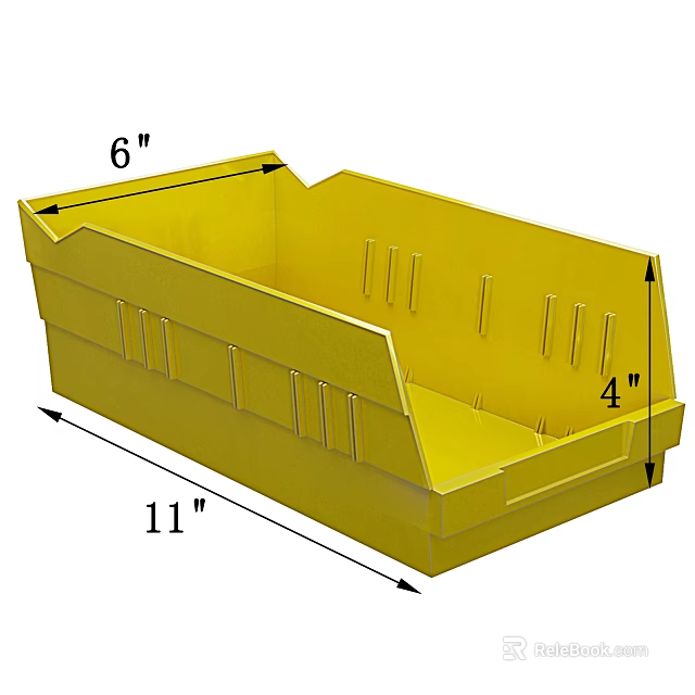 Yellow Plastic Storage Container for Home Organization with 6 Inches 4 Inches 11 Inches Dimensions 3d model 