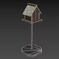 Wooden Birdhouse With Sloped Roof And Stone Base For Garden Birds