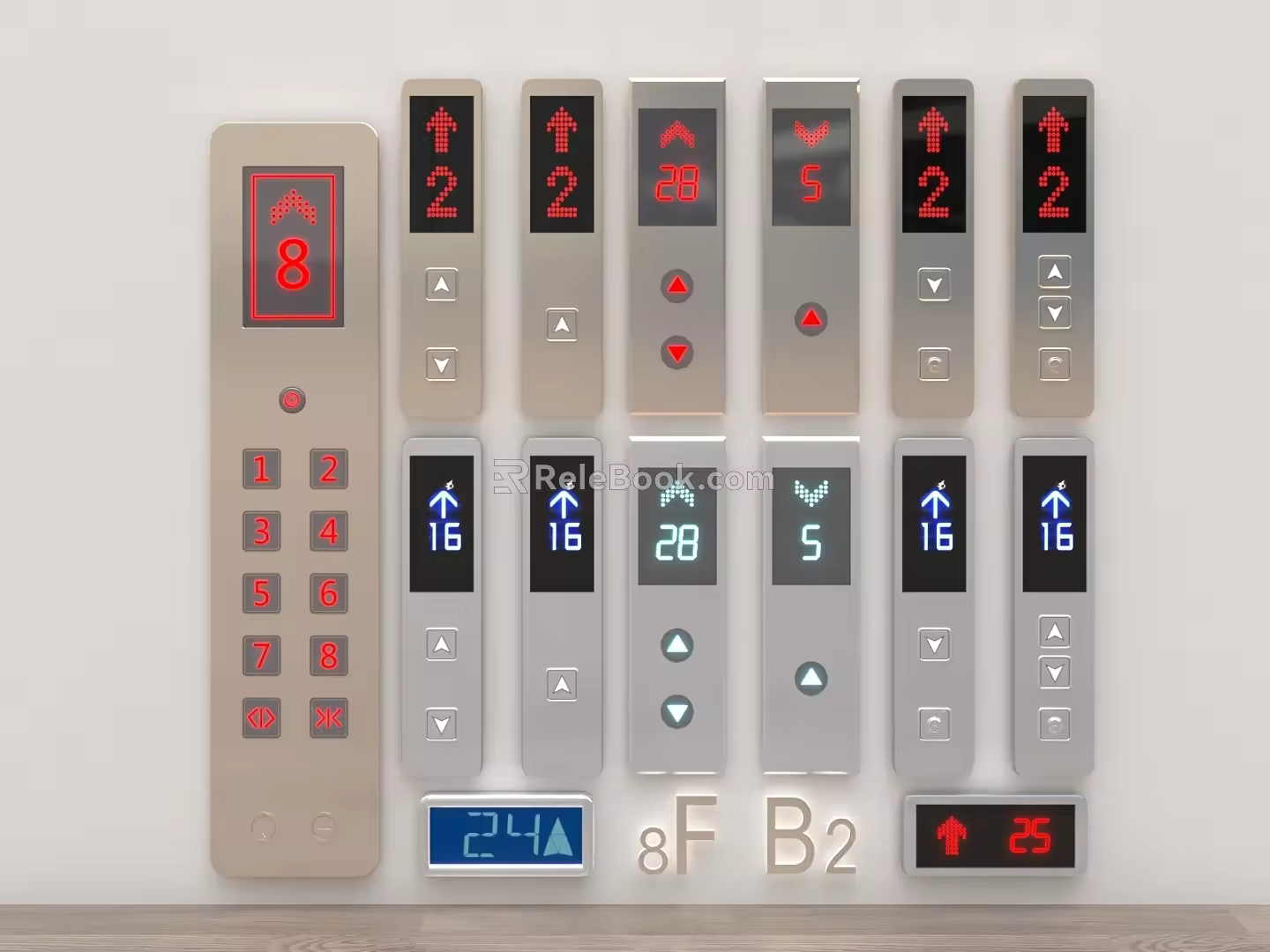 elevator button elevator door open elevator lock elevator switch elevator panel 3d model