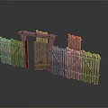 Wooden Fence Gate Scene Component With Crossed Planks And Frame