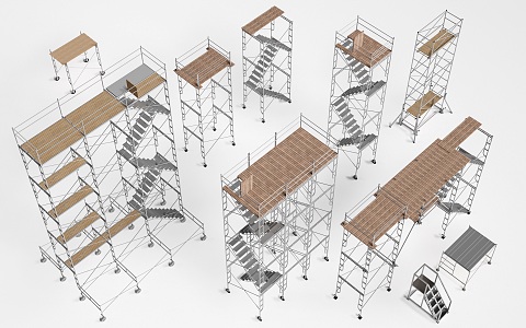 Modern Site Scaffolding Climbing Frame Climbing Ladder Site Ladder 3d model