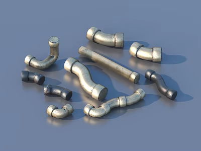 Assorted Household Metal Pipe Fittings With Various Shapes And Sizes 3d model