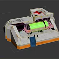 Medical Device with Green Cylindrical Component Red Cross Symbol and White Orange Base