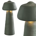 Two Brown And Gray Mushroom Shaped Ceramic Table Lamps With Warm Light 3d model
