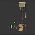 Essential Bathroom Living Supplies Including Toilet Small Bottles And Paper Holder